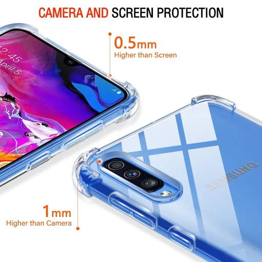  Techsuit - Ütésálló Átlátszó Szilikon - Samsung Galaxy A30s / A50 / A50s - Átlátszó tok - 3