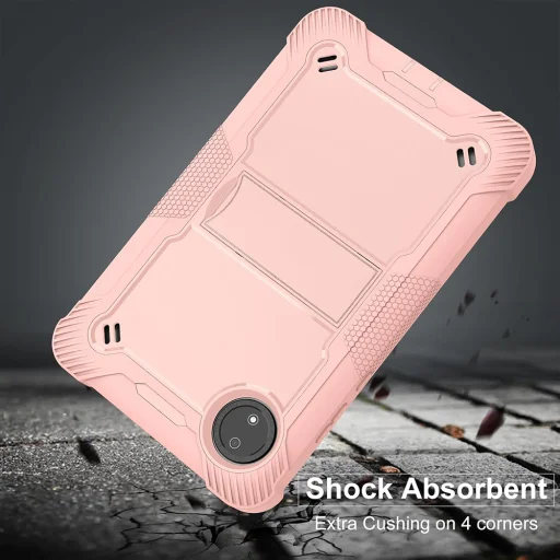  Techsuit - Strapabíró TabShell + Képernyővédő - Xiaomi Redmi Pad SE 4G 8.7" - Rózsaarany tok - 4