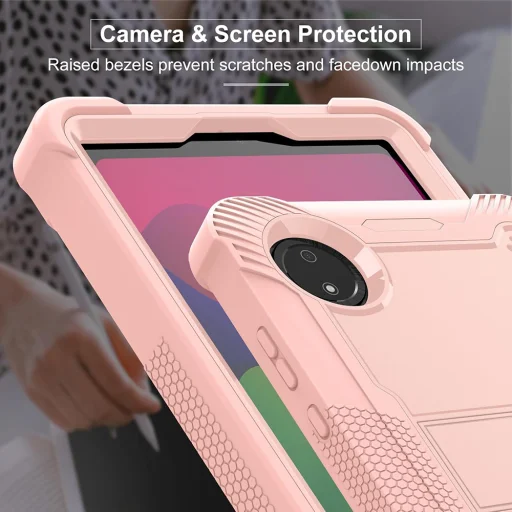  Techsuit - Strapabíró TabShell + Képernyővédő - Xiaomi Redmi Pad SE 4G 8.7" - Rózsaarany tok - 5