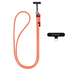  Techsuit - Keresztpántos Vállszíj (RCS1-81) - Telefonokhoz, Karabíner, Nylon Fonott, Tartós, Állítható - Napsütés Narancs