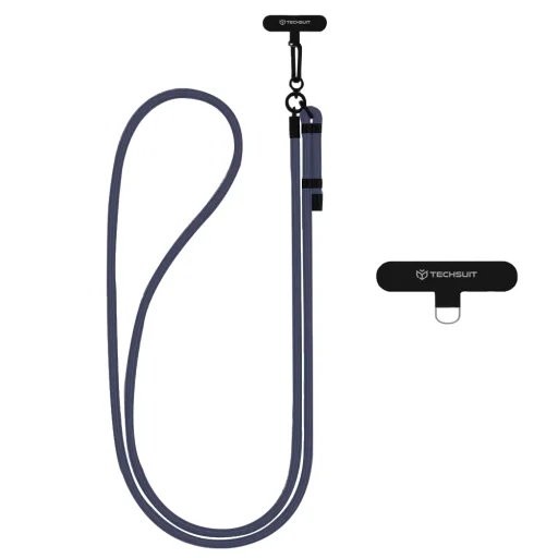  Techsuit - Kereszttestpánt (RCS1-07) - Telefonokhoz, Karabinerrel, Fonott Nylon, Tartós, Állítható - Szénszürke - 1
