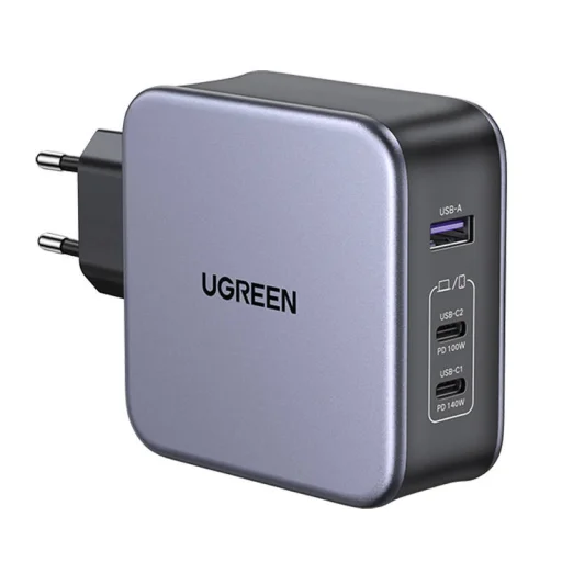 UGREEN CD289 hálózati töltő, 2x USB-C, 1x USB-A, GaN, 140W, kábel 1,5m (szürke) - 3