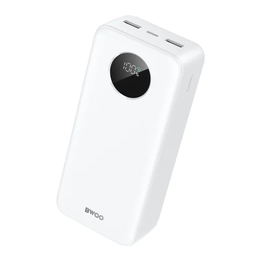 BWOO 22,5W 30000 mAh power bank LCD kijelzővel, fehér - 1