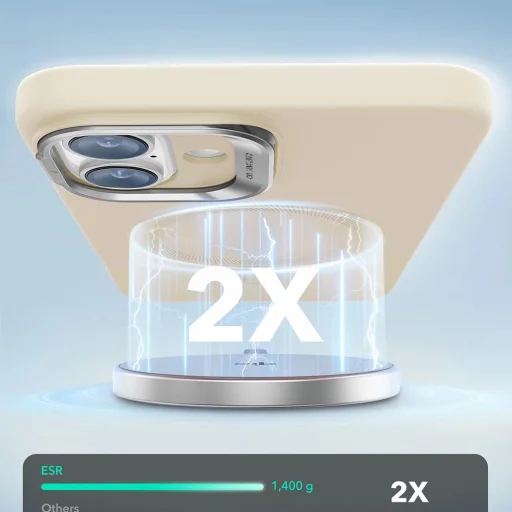  iPhone 16 Plus Világos Barna ESR - Felhőpuha HaloLock Kitámasztó tok - 6