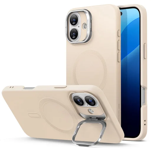  iPhone 16 Plus Világos Barna ESR - Felhőpuha HaloLock Kitámasztó tok - 1