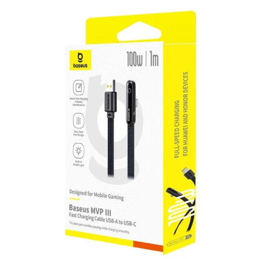 Baseus MVP 3 Gyorstöltő Kábel USB-A-ról USB-C-re 100W 1m Kozmikus Fekete - 4