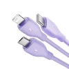 Baseus Ultra-Gyors Egy az Háromban Gyorstöltő Kábel USB-A M+L+C 3.5A 1.3m Köd Lila thumbnail