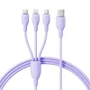 Baseus Ultra-Gyors Egy az Háromban Gyorstöltő Kábel USB-A M+L+C 3.5A 1.3m Köd Lila thumbnail
