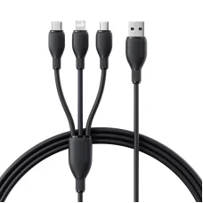 Baseus Ultra-Fast One-for-Three Gyors Töltőkábel USB-A M+L+C 3.5A 0.8m Kozmikus Fekete
