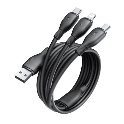 Baseus Ultra-Fast One-for-Three Gyors Töltőkábel USB-A M+L+C 3.5A 0.8m Kozmikus Fekete - 4