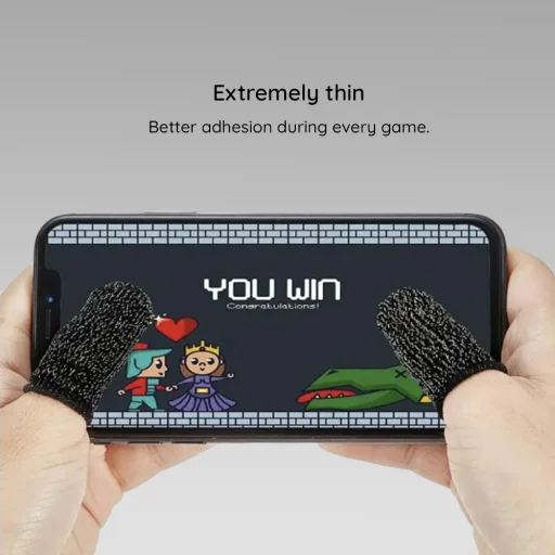  Techsuit - Mobil Játék Ujjvédő (FS2) - a Peaceful Elite, King of Glory, Call of Duty játékokhoz - Fekete - 5