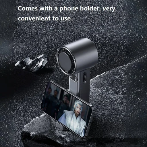  Techsuit - Prémium Kézi Ventilátor (F83) - Hordozható, Állítható, Újratölthető, 4800mAh - Szürke - 4