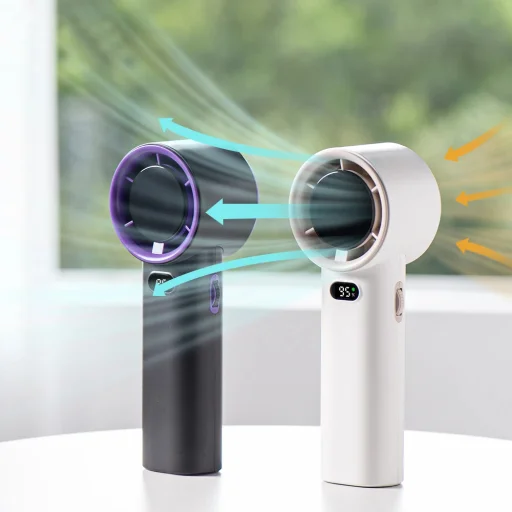  Techsuit - Prémium Kézi Ventilátor (K38) - Hordozható, Állítható, Újratölthető, Digitális Kijelzővel, 4000mAh - Fekete - 6