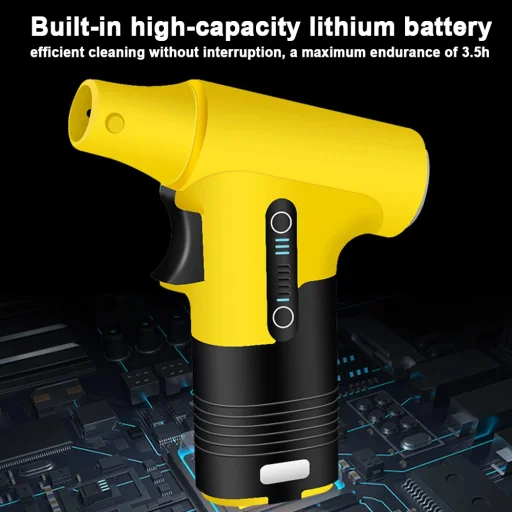  Techsuit - Szuper Jet Ventilátor (0601A) - Vezeték nélküli, 3 Állítható Sebességgel, 40W, 2600mAh, 100000 RPM - Fekete / Sárga - 5