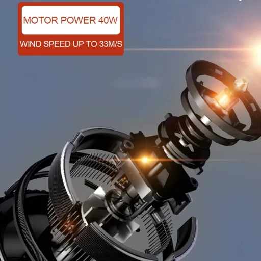  Techsuit - Szuper Jet Ventilátor (0601A) - Vezeték nélküli, 3 Állítható Sebességgel, 40W, 2600mAh, 100000 RPM - Fekete / Sárga - 3