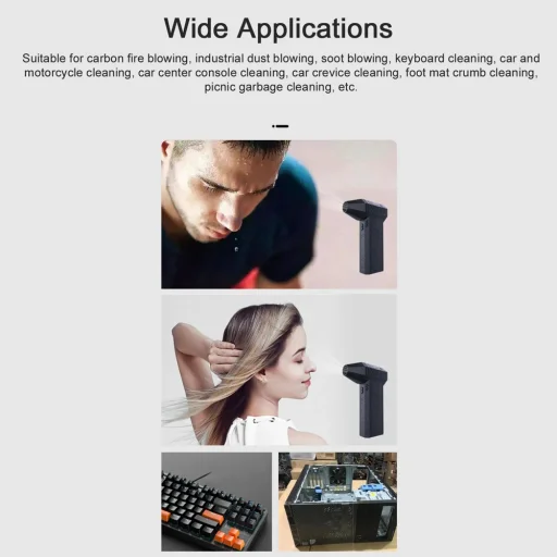 Techsuit - Mini Szuper Jet Ventilátor (X3) - Vezeték nélküli, tisztításhoz, 3000mAh, 130000RPM - Fekete - 7