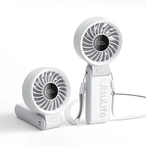  JisuLife - Prémium Kézi Ventilátor (Life7) - LED Digitális Kijelzővel, 3600mAh, 5 Szélsebességi Fokozat - Szürke - 1