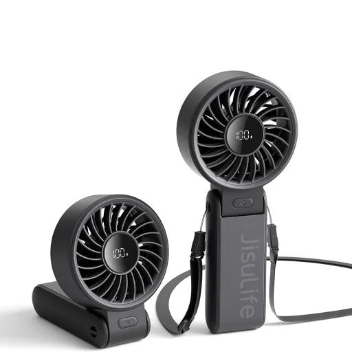  JisuLife - Prémium Kézi Ventilátor (Life7) - LED Digitális Kijelzővel, 3600mAh, 5 Szélerősség - Fekete - 1