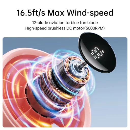  JisuLife - Prémium Kézi Ventilátor (Life4) - LED Digitális Kijelzővel, 3600mAh, 5 Szélsebesség - Fekete - 7