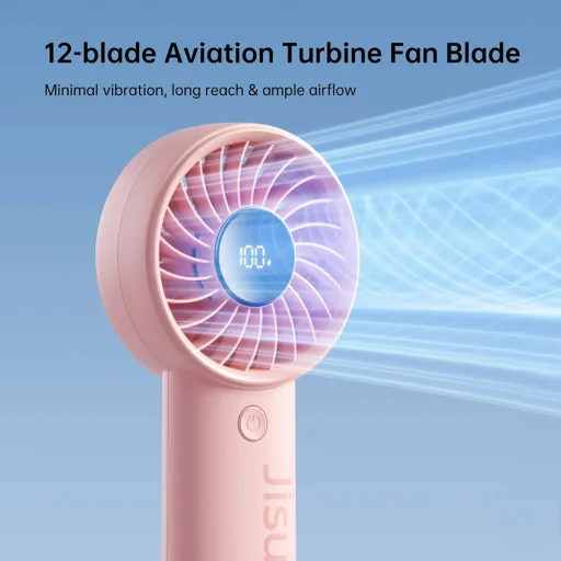  JisuLife - Prémium Kézi Ventilátor (Life4) - LED Digitális Kijelzővel, 3600mAh, 5 Szélsebesség - Fekete - 12