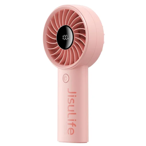  JisuLife - Prémium Kézi Ventilátor (Life4) - LED Digitális Kijelzővel, 3600mAh, 5 Szélsebesség - Rózsaszín - 1