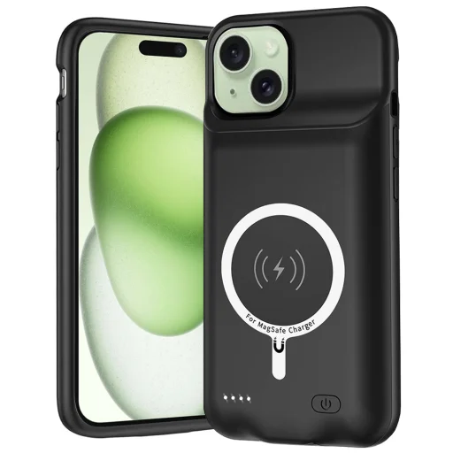  Techsuit - Power Pro MagSafe Akkumulátoros Tok - iPhone 15 - 7000mAh - Fekete tok - 2