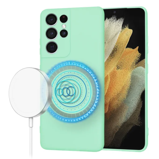  Techsuit - SoftFlex MagSafe - Samsung Galaxy S21 Ultra 5G - Mentazöld tok - 1