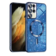 Techsuit - Luxusný trblietavý MagSafe - Samsung Galaxy S21 Ultra 5G - Tmavomodrý kryt
