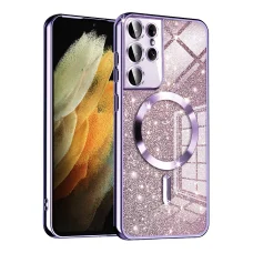 Techsuit - Luxus Lesklý MagSafe - Samsung Galaxy S21 Ultra 5G - Svetlofialové puzdro