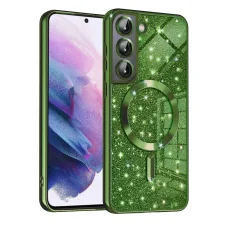 Techsuit - Luxusné trblietavé MagSafe - Samsung Galaxy S21 FE 5G - Tmavozelené puzdro