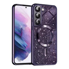 Techsuit - Luxusné trblietavé MagSafe - Samsung Galaxy S21 FE 5G - Tmavo fialové puzdro
