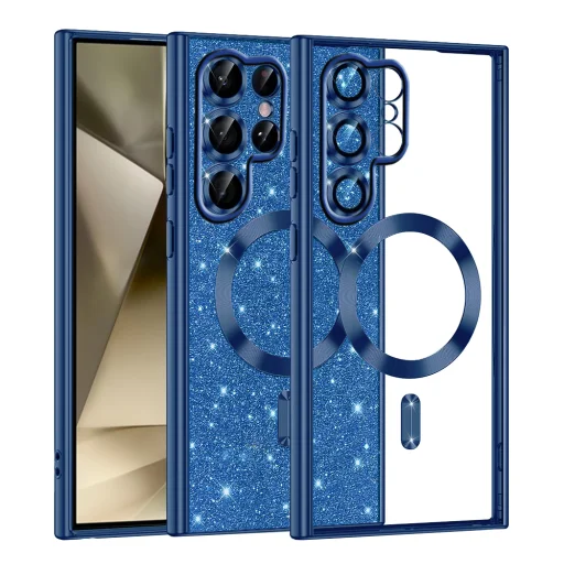  Techsuit - Luxus Csillogó MagSafe - Samsung Galaxy S22 Ultra 5G - Mélykék tok - 1
