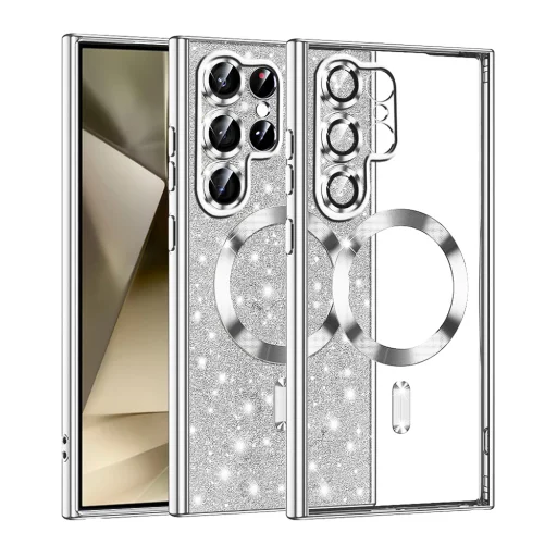  Techsuit - Luxus Csillogó MagSafe - Samsung Galaxy S22 Ultra 5G - Ezüst tok - 1