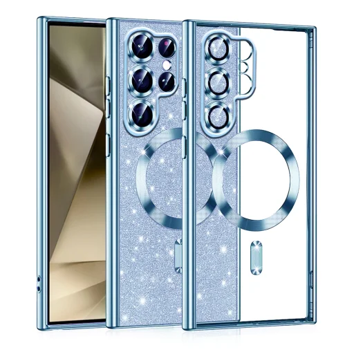  Techsuit - Luxus Csillogó MagSafe - Samsung Galaxy S22 Ultra 5G - Világoskék tok - 1