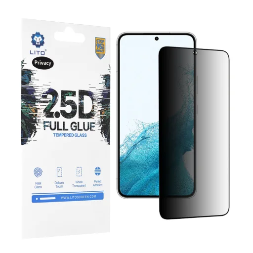  Lito - 2.5D Teljes Ragasztású Üveg - Samsung Galaxy S22 5G - Magánszféra Védelmével - 1