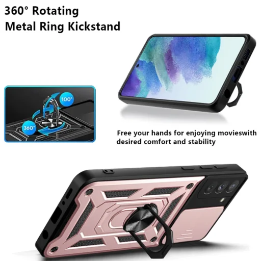  Techsuit - CamShield Sorozat - Samsung Galaxy S21 FE 5G - Rózsaarany tok - 6