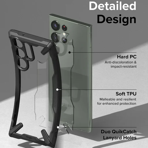 Ringke - Fusion X Design - Samsung Galaxy S23 Ultra - Fekete terepmintás tok - 6