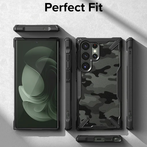  Ringke - Fusion X Design - Samsung Galaxy S23 Ultra - Fekete terepmintás tok - 2