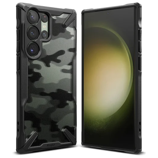  Ringke - Fusion X Design - Samsung Galaxy S23 Ultra - Fekete terepmintás tok - 1