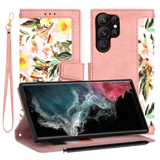  Techsuit - FlipCraft - Samsung Galaxy S22 Ultra 5G - Édes Rózsaszín tok - 1