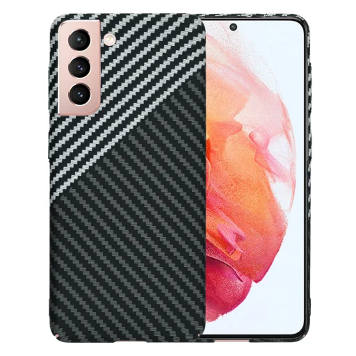  Techsuit - Karbonit SzálasHéj - Samsung Galaxy S21 5G - Lopakodó Szürke tok - 1