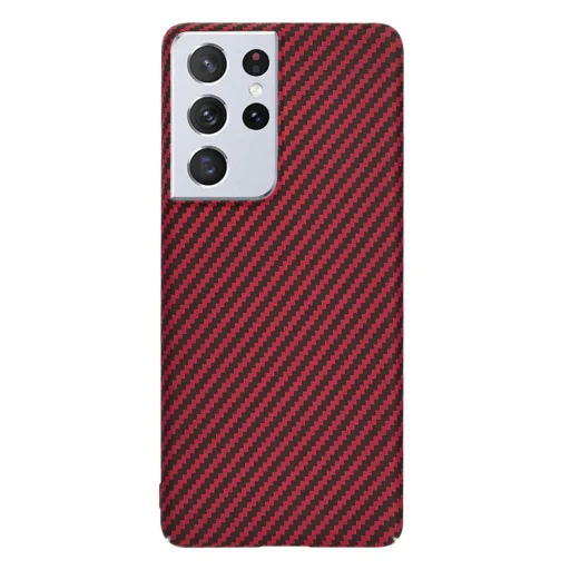  Techsuit - Carbonit Szálburkolat - Samsung Galaxy S21 Ultra 5G - Piros tok - 5