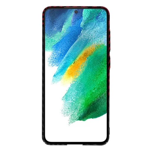  Techsuit - Carbonit Szálhéj - Samsung Galaxy S21 FE 5G - Vörös Örvény tok - 2