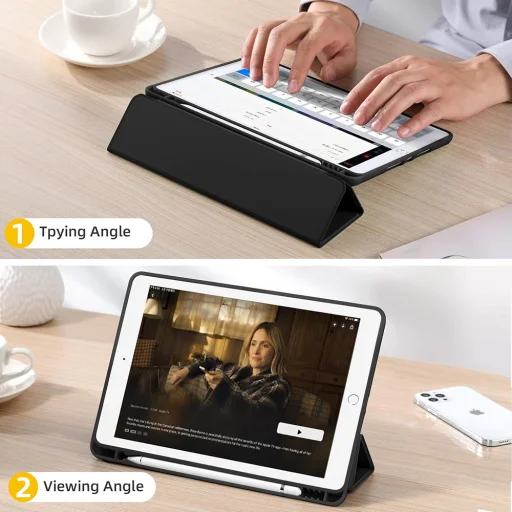  Techsuit - Flex Trifold (ceruzatartóval) - iPad 10.2 (2019 / 2020 / 2021) - Fekete tok - 3