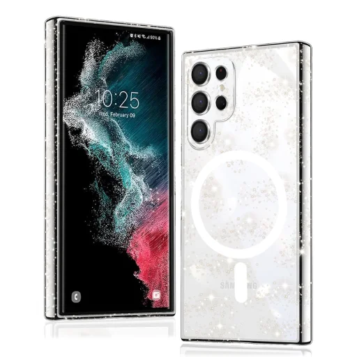  Techsuit - SparkleSkin MagSafe sorozat - Samsung Galaxy S22 Ultra 5G - Átlátszó tok - 1