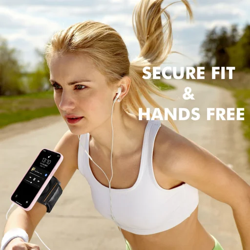  Techsuit - Sport karpánt telefon mágneses tapadókoronggal (TSA2) - Tépőzáras rögzítőpánt, 3M ragasztó matrica, maximum 6,8"-es méret - Fekete - 6