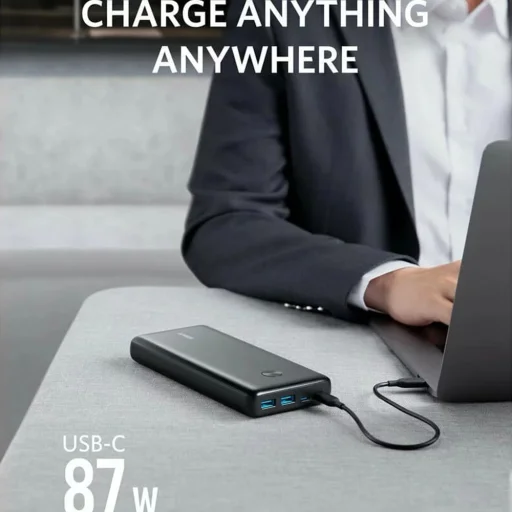  Anker - Power Bank PowerCore III Elite (A1291H11) - 2x Type-C, 2x USB, 25600mAh, 87W - Fekete - 4