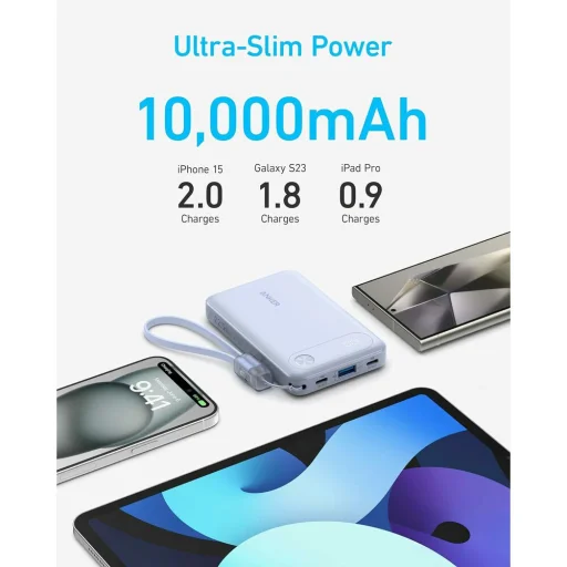  Anker - Power Bank PowerCore (A1257G11) - 2x Type-C, 1x USB, 10000mAh, 22.5W - Fekete - 2