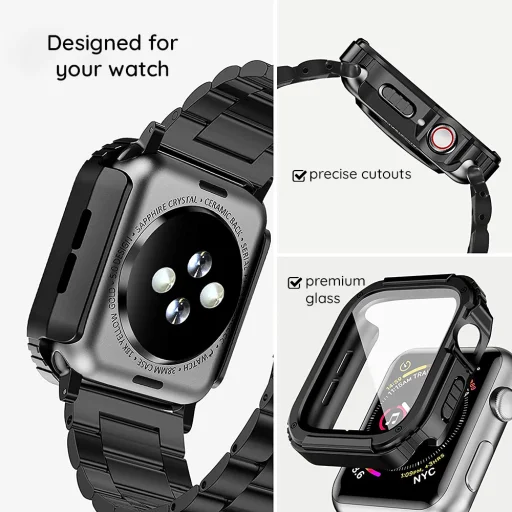  Lito - Óravédő 360 tok + Képernyővédő - Apple Watch 7 / 8 / 9 (41mm) - Kék - 5