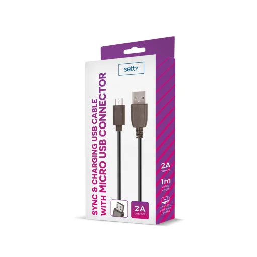Setty kábel USB - microUSB 1,0 m 2A fekete - 2